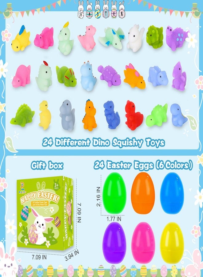 PaLeyFer 24 Pack Prefilled Easter Eggs with Squishy Dinosaur Toys inside for Kids, Easter Basket Stuffers Fillers Mochi Stress Relief Toys for Easter Hunt, Party Favor, Easter Gifts, Classroom Prizes - Image 2